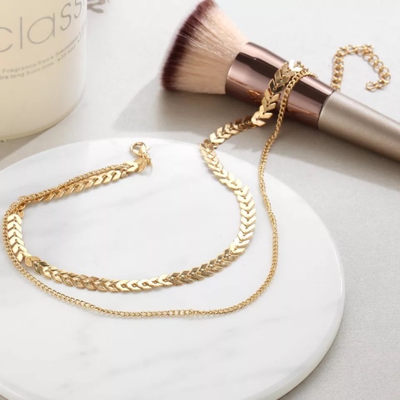 2Pcs Choker Necklace Simple Fish Bone - Picture 2 of 8